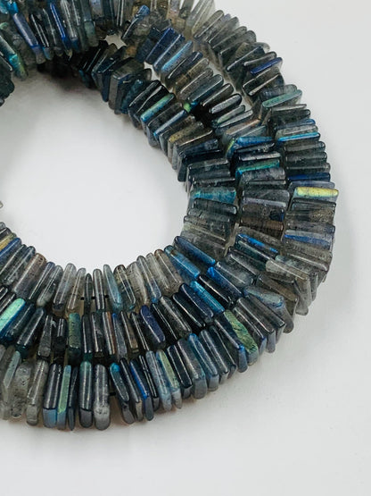 AAA Blue Flash Labradorite Square Beads, Smooth Gemstone Strand, 18 Inch