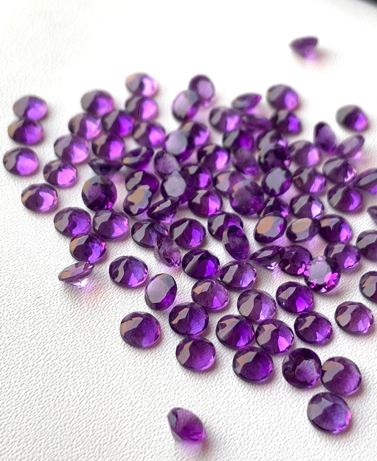 Natural Amethyst Faceted Round Shape Cut Stone CALIBRATED Loose Stone Cut Round Jewelry Making Semi Precious Cut stone for ring gift for her
