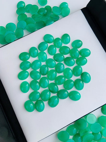 Natural Chrysoprase Chalcedony Smooth Oval Shape Gemstone Cabochon, CALIBRATED Loose Stone Cab, Oval Jewelry Making Cabs