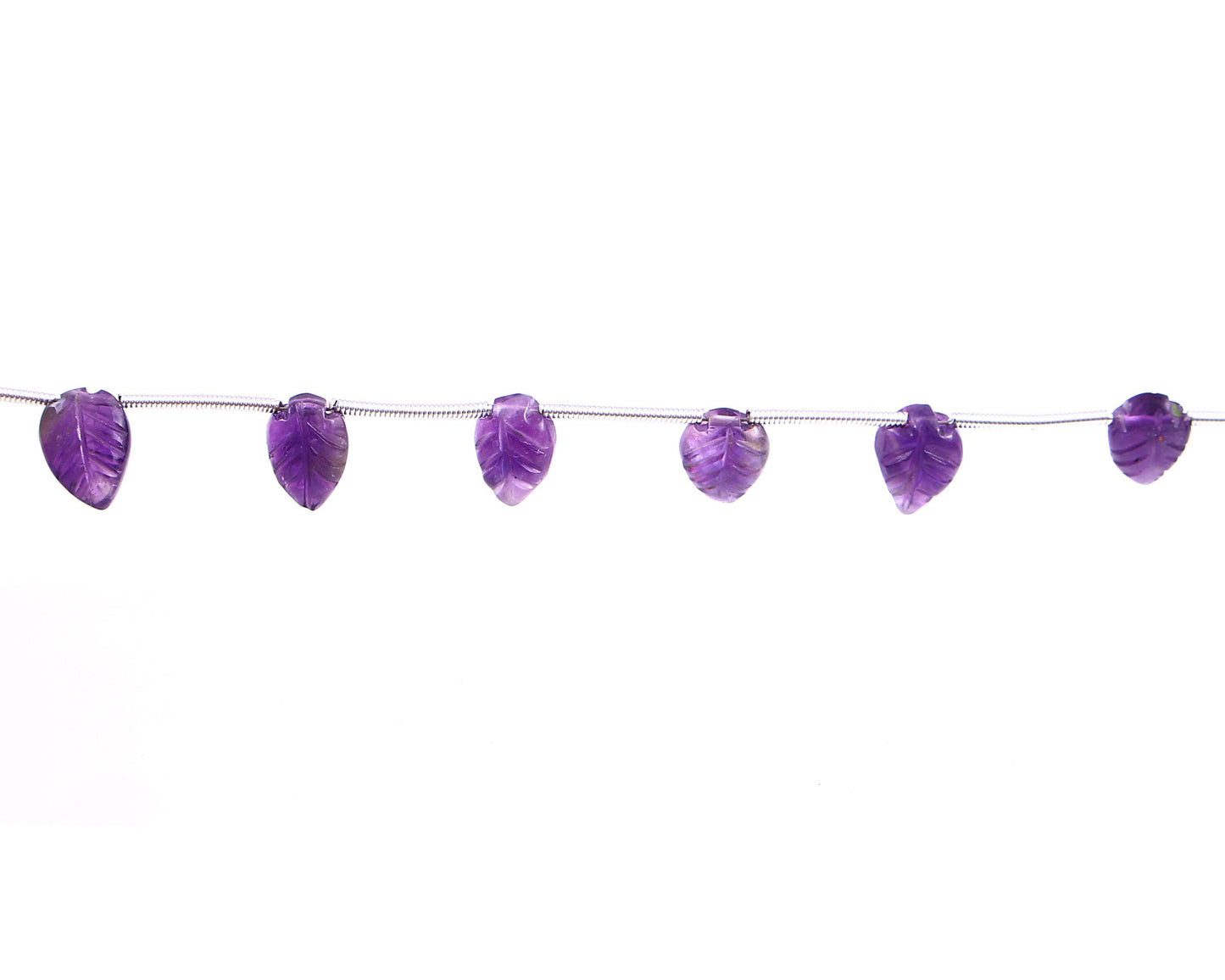 Natural Amethyst Carved Leaf Gemstone Beads