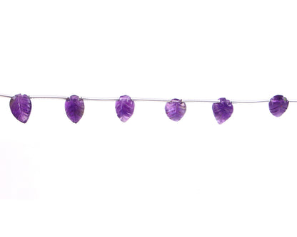 Natural Amethyst Carved Leaf Gemstone Beads