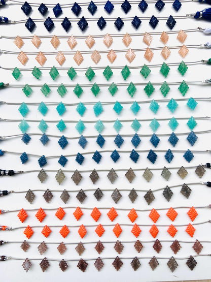 Mixed Gemstone Fancy Lozenge Briolette Side Drill Beads 11x15mm