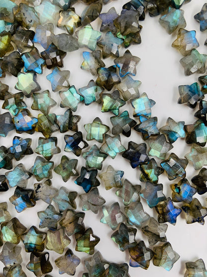 2 Pieces Natural Labradorite Hand Carved Star Shape Briolette, Star Shape Gemstone For Jewelry, Star Shape Briolette, 10mm