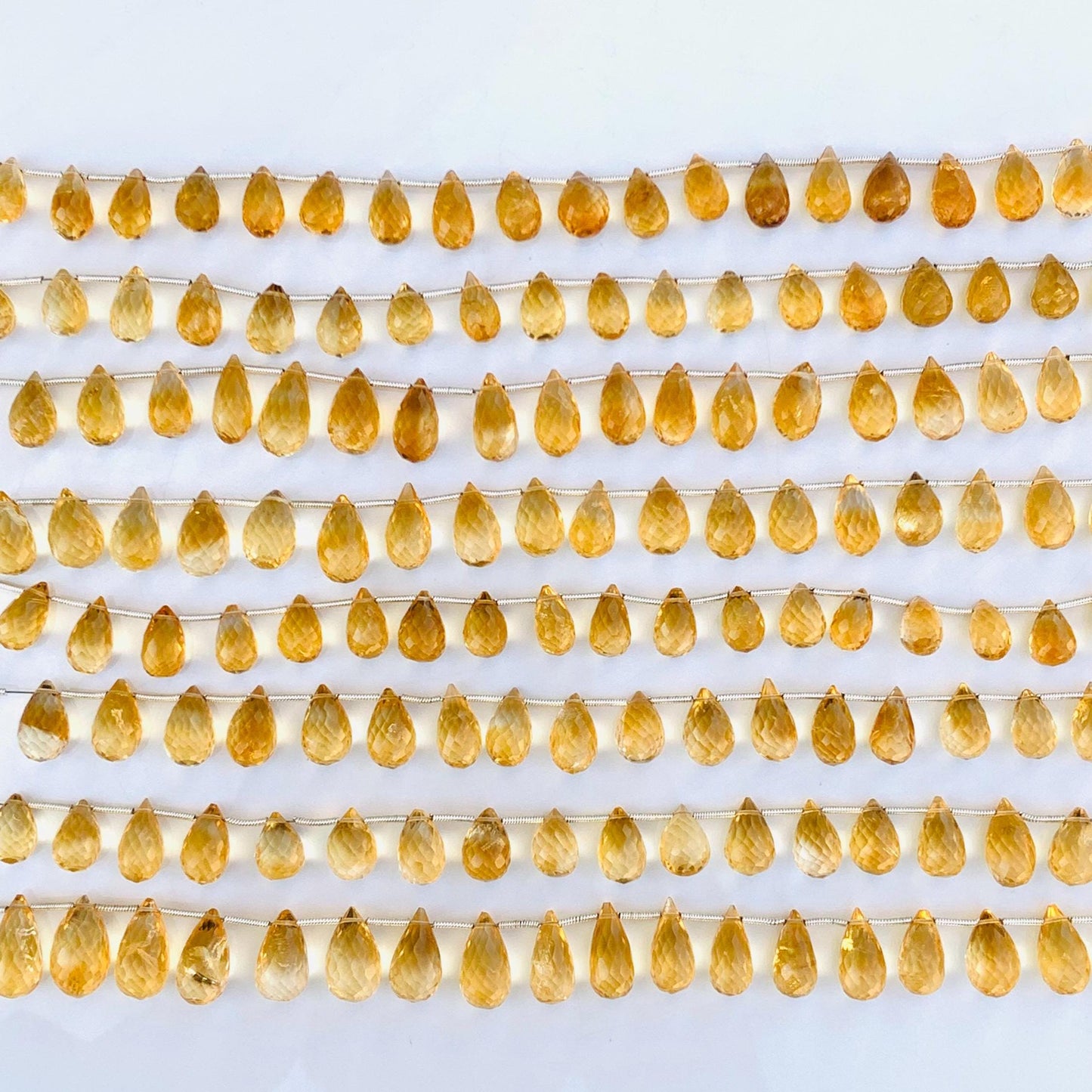 Natural Citrine Faceted Beads 5x8mm–6x9mm | Teardrop Briolette Gemstone Beads