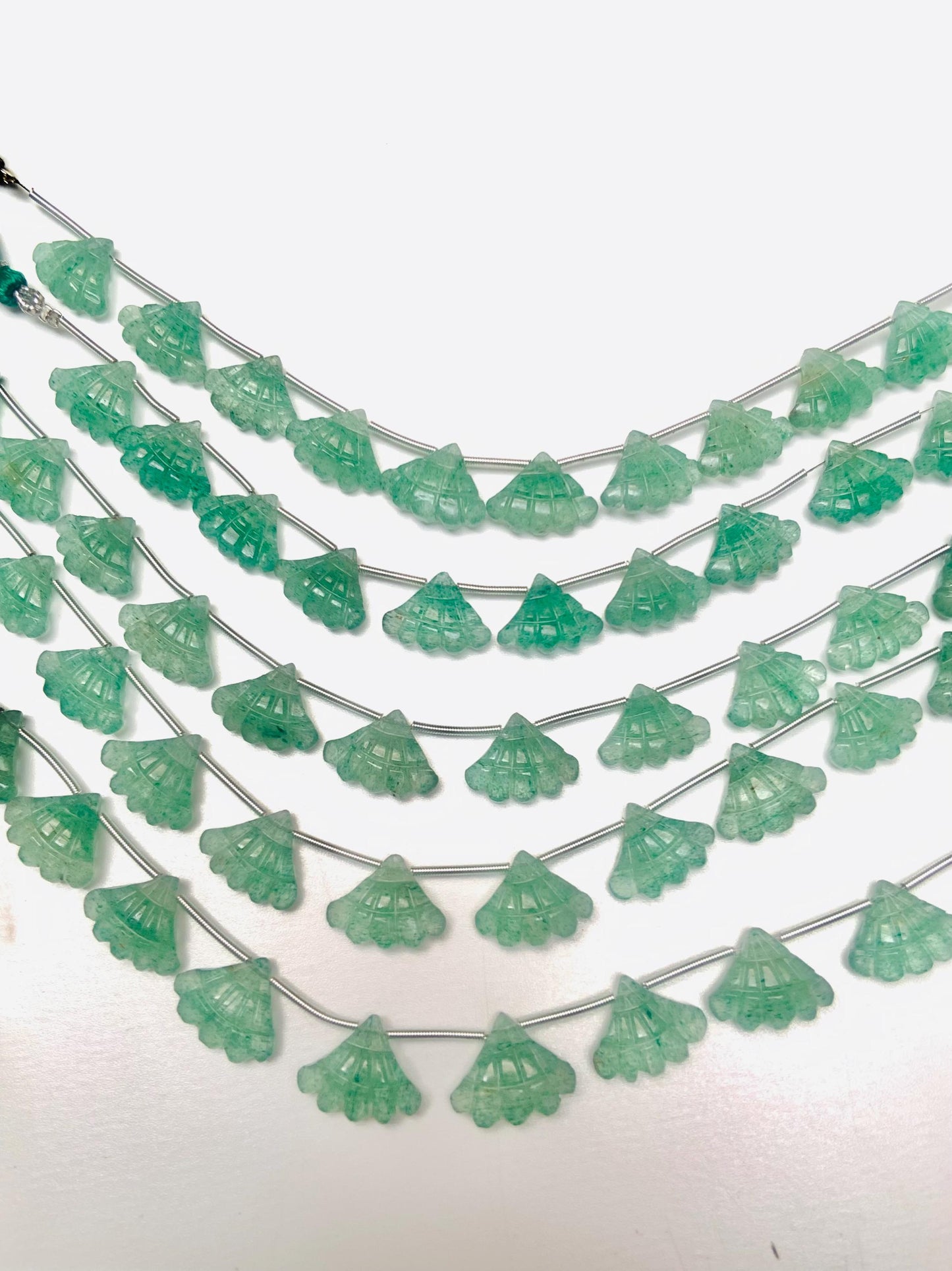 10 Pcs Natural Green Strawberry Triplet Carved Tree Shape Briolette Side Drill Beads Size 13x16x5mm fancy shape briolette for jewelry making