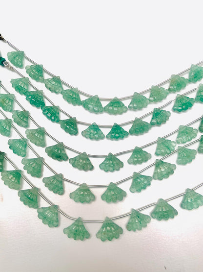 10 Pcs Natural Green Strawberry Triplet Carved Tree Shape Briolette Side Drill Beads Size 13x16x5mm fancy shape briolette for jewelry making