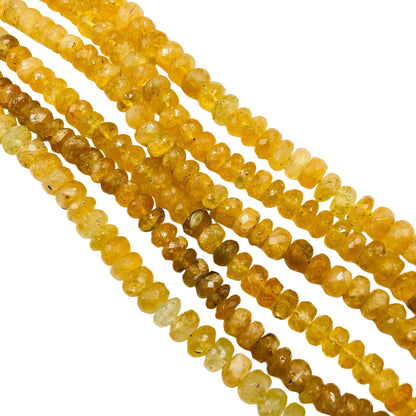Natural Yellow Aquamarine 3–6mm Faceted Rondelle Briolette Gemstone Beads