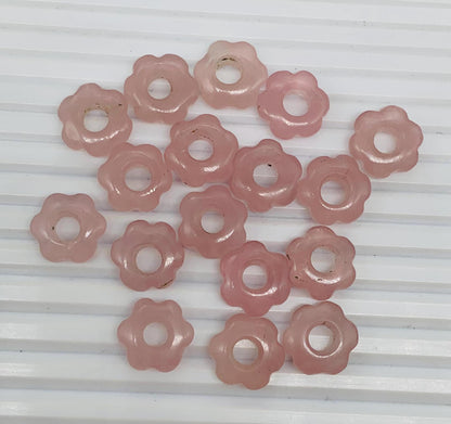 4 Pcs Natural Rose Quartz Smooth Flower Gemstone Beads 15mm Carved Flower Shape jewelry Rose Quartz Gemstone Jewelry Handmade Bracelet Beads