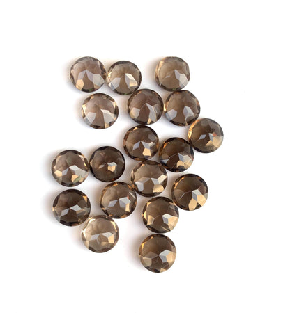 Natural Smoky Quartz Faceted Round Shape Cut Stone CALIBRATED Loose Stone Cut Round Jewelry Making Semi Precious Cut Stone for Earrings