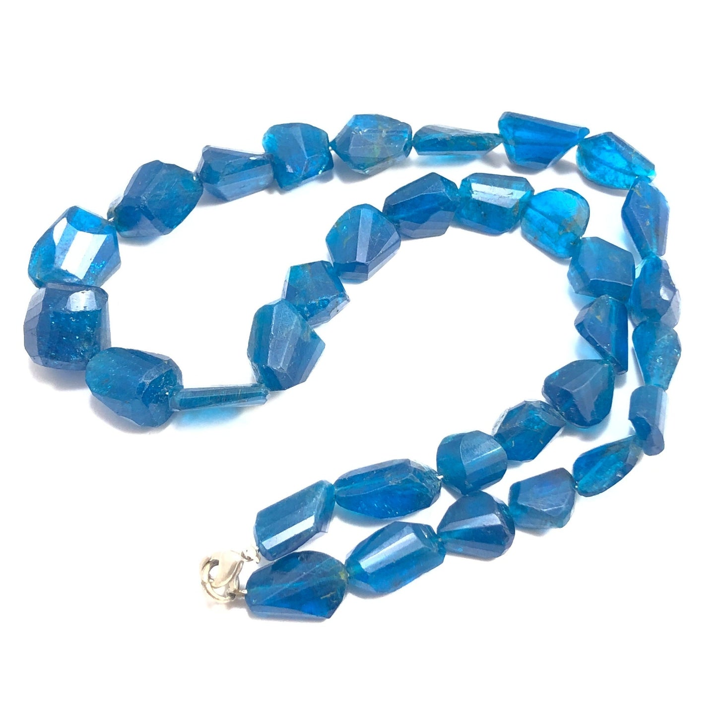 Natural Apatite Nugget Gemstone Necklace , Twisted Tumble Shape Gemstone , 16" Inches Necklace , Size 7x8mm To 18x13mm , SKU- BBI1085