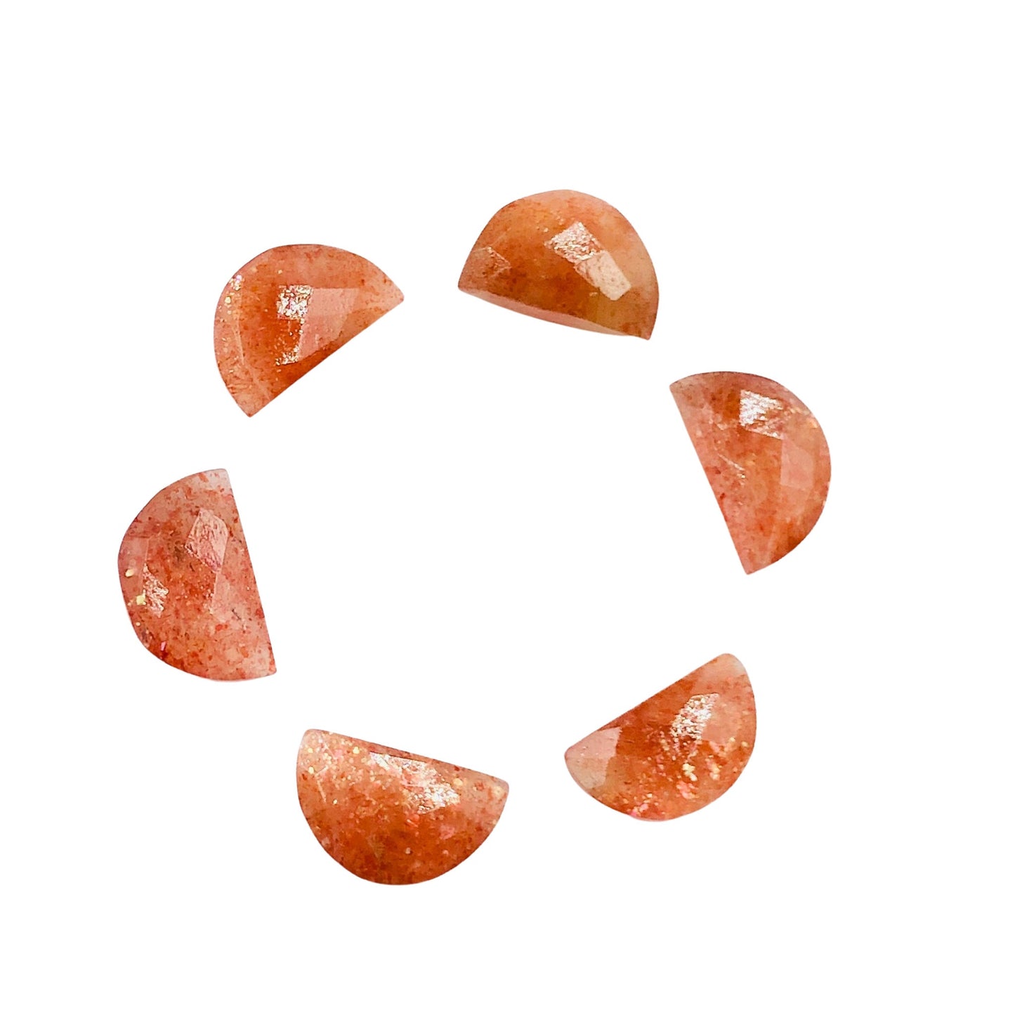 2 Pieces Natural Orange Sunstone Faceted Semi Circle Shape Gemstone, Size 10x16mm, Half Moon Gemstone Briolette, Making Jewelry, SKU-BBI234