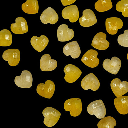 Natural YELLOW AVENTURINE Faceted Carved Heart Shape Loose Gemstone Beads , Carved Heart Shape Gemstone Briolette , Gemstone Beads  BBI337