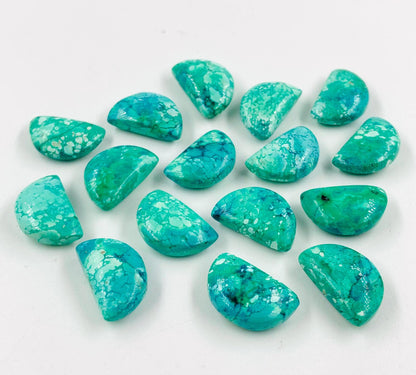 Natural Tibetan Turquoise Gemstone Beads, Faceted Half Moon "D Shape Beads, Carving Gemstone, Size 10x16 mm, Loose Beads For Jewelry,