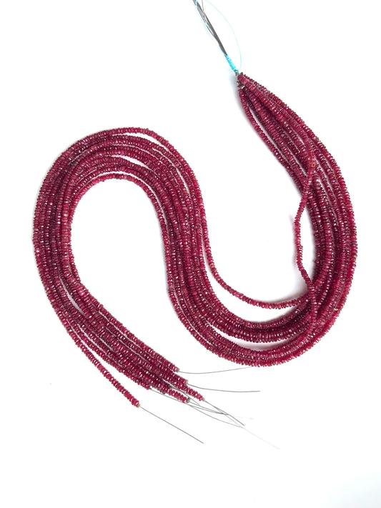 Natural Ruby Faceted Rondelle Briolette Beads – AAA Quality, 17” Strand