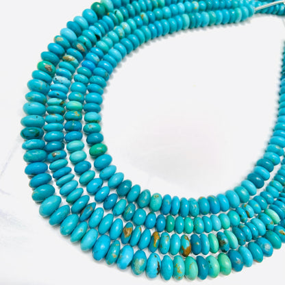 Arizona Turquoise Rondelle Beads: Smooth Gemstone Briolettes, 13-inch Strand