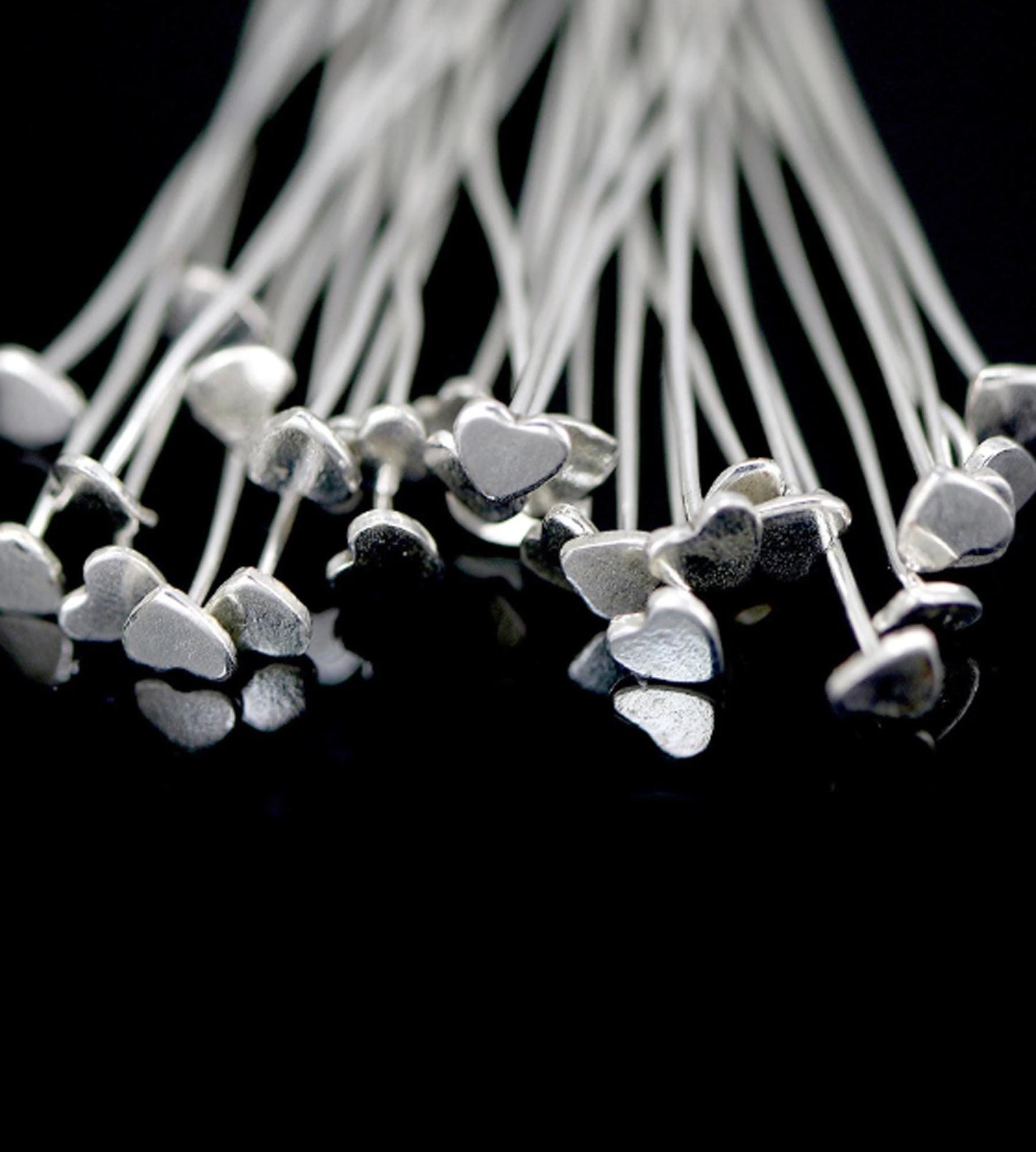 Silver-Plated Heart Headpins – 50 PCS 52mm Decorative Jewelry Findings