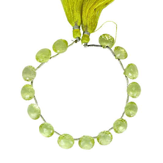 Lemon Quartz Gemstone Onion Beaded Necklace, Healing Jewelry For Mother, 12mm yellow Faceted Quartz Necklace