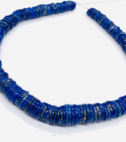 16 Inch Strand Natural Lapis Lazuli Smooth Heishi Tyre Shape Beads for Jewelry Making