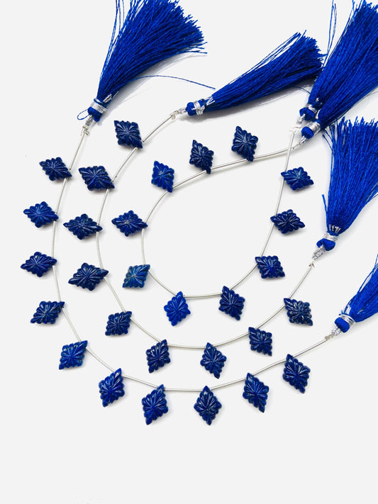 Natural Lapis Lazuli Slot Carved Lozenge Briolette Beads 11x15mm Side Drill Gemstone 10pcs