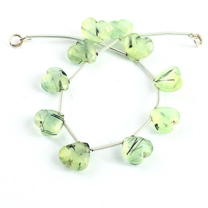 Natural Prehnite Heart Beads (10PCS) | Faceted Briolette Gemstone
