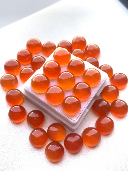 Natural Carnelian Smooth Round Gemstone Cabochon, CALIBRATED Loose Stone Cab, Round Jewelry Making Cabochon Semi Precious Cabochon for rings