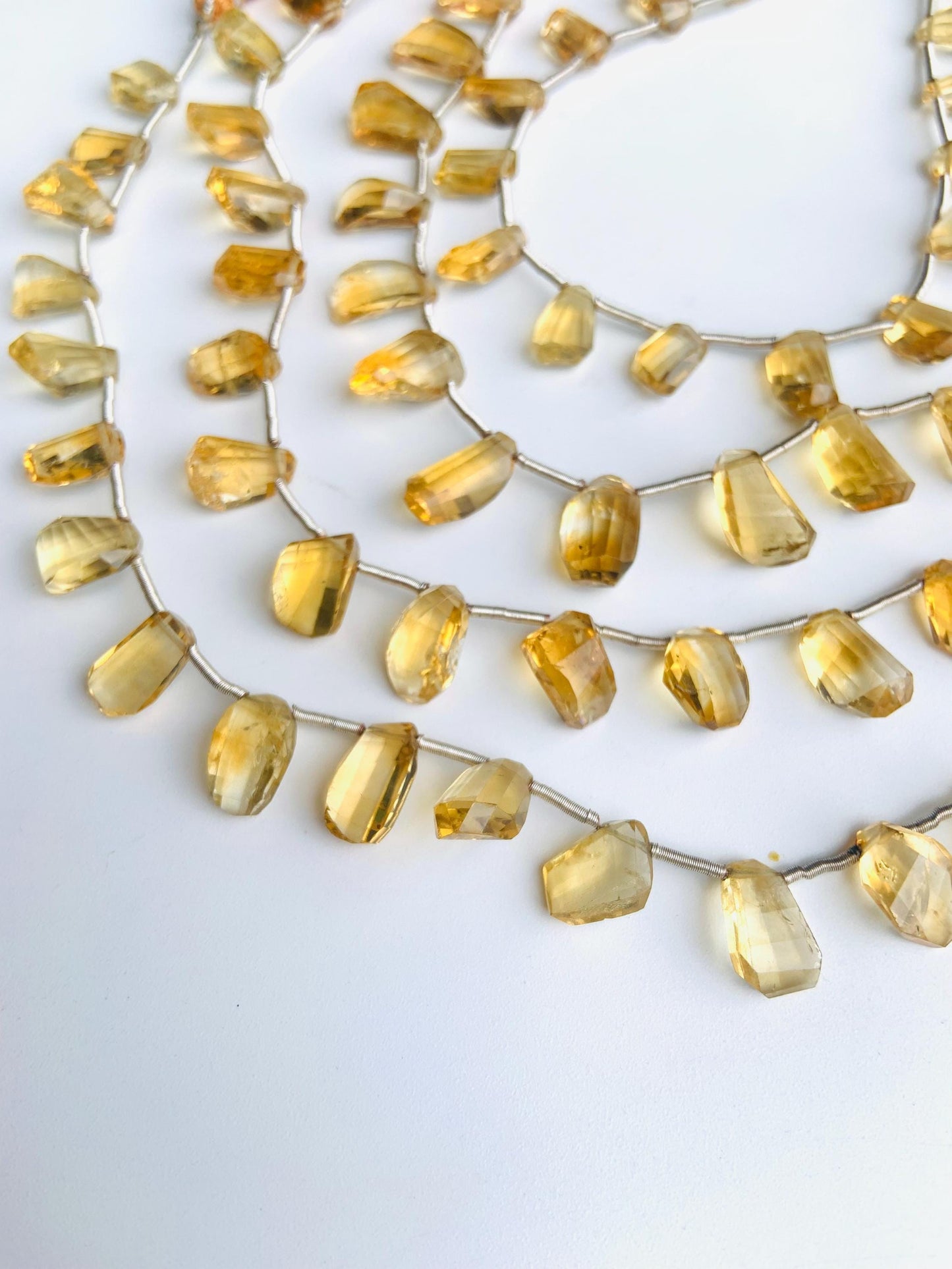 Natural Citrine Freeform Nugget Beads 12–14mm Faceted Side Drill