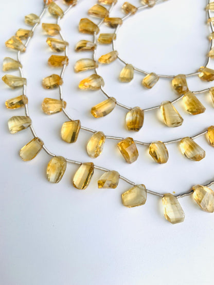 Natural Citrine Freeform Nugget Beads 12–14mm Faceted Side Drill