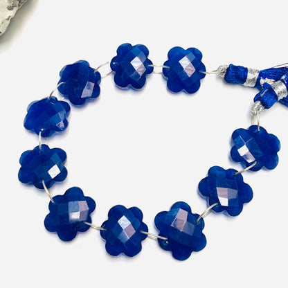 10 Pieces Natural Blue Quartzite Faceted Double Drilled Gemstone Beads, Cloud Shape Gemstone, Hand Carved Gemstone Size 14x15x5mm