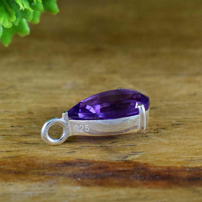 Natural Purple Amethyst Pendant 925 Silver Dainty Minimalist Necklace Gift for Women