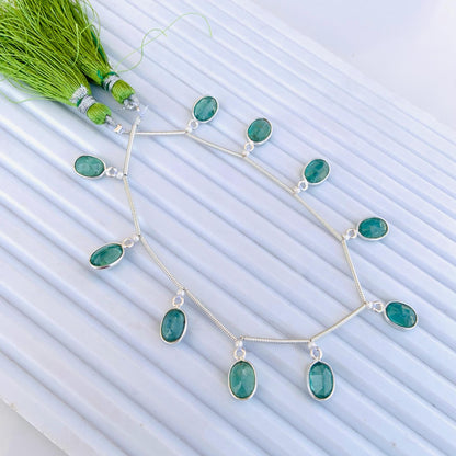 Natural Green Kyanite Oval Bezel Connector | Faceted Cutstone | 10 Pcs