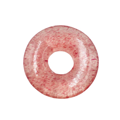 8 Pcs Natural Red Strawberry Quartz Fancy Donut Round Shape Beads , Natural Gemstone Beads , Donuts Charm Pendant Jewelry , SKU - BBI1038