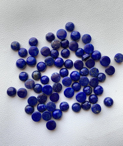 Natural Lapis Lazuli Smooth Round Gemstone Cabochon, CALIBRATED Loose Stone Cab, Round Jewelry Making Cabochons Semi Precious Cabs for ring