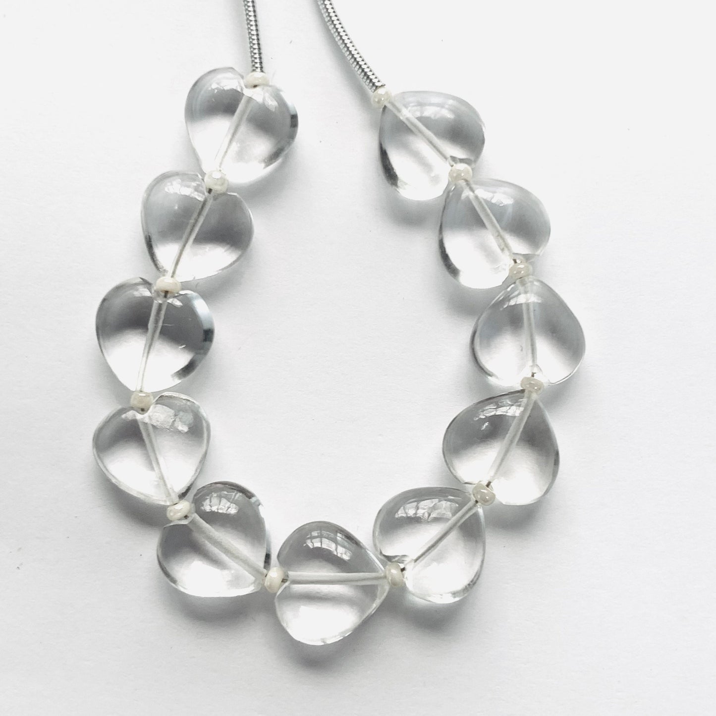 11 Pcs Natural Crystal Quartz Smooth Heart Shape Gemstone Briolette Beads | Beads For Jewelry | Wholesale Gemstone Beads, 10mm BBI340