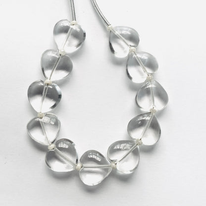 11 Pcs Natural Crystal Quartz Smooth Heart Shape Gemstone Briolette Beads | Beads For Jewelry | Wholesale Gemstone Beads, 10mm BBI340