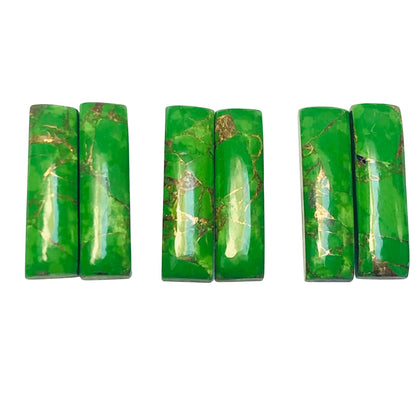 1 Pair Green Copper Turquoise Smooth Long Rectangle Shape Gemstone, Size 7x24mm, Matching Pair Briolette, Earring Making , SKU - BBI989