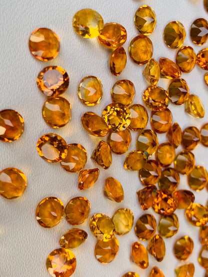 Natural Citrine Faceted Round Shape Cut Stone CALIBRATED Loose Stone Cut Round Jewelry Making Semi Precious Cut stone for ring gift for her