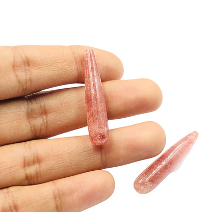 2 Pcs Natural Red Strawberry Drop Smooth Loose Gemstone Briolette , Red Strawberry Gemstone Beads ,Earring jewelry Making, SKU- BBI1029