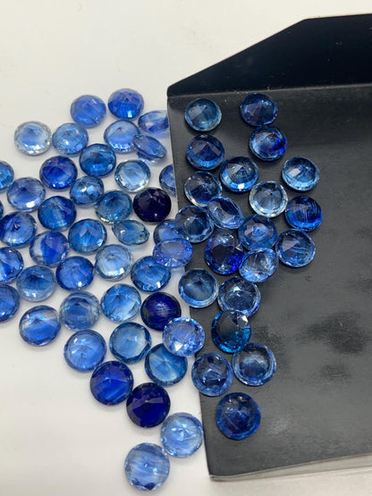Natural kyanite Faceted Cut Gemstone Round Shape Cabochon Kyanite Cut for jewelry making Semi Precious Blue Kyanite Stone Gift fir her
