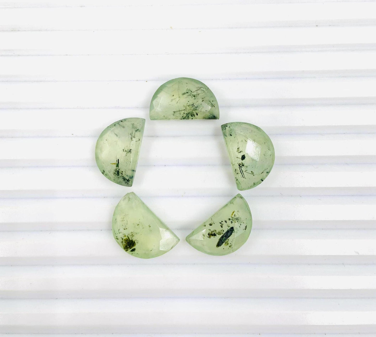 Natural Prehnite Half Moon Gemstone 2 Pcs 10x16mm Faceted Briolette