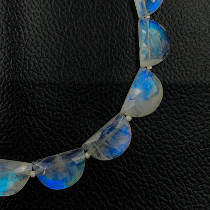 10 pieces natural rainbow moonstone side drill blue flashy rainbow moonstone gemstone briolette faceted beads , handmade gemstone size 10X16