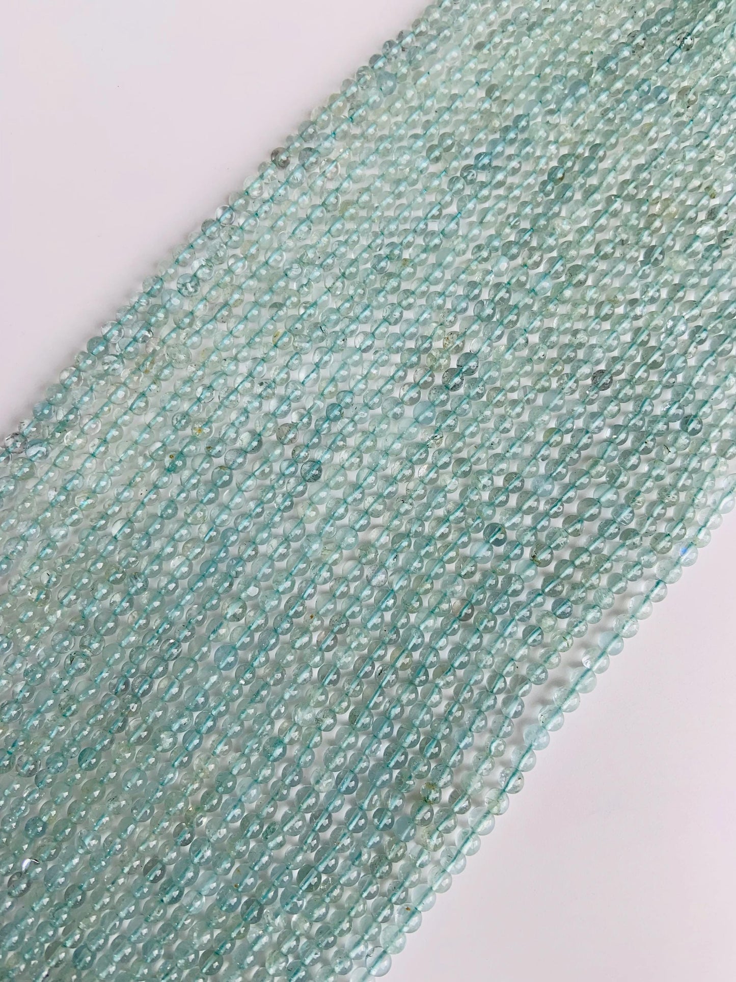 Natural Aquamarine Smooth Rondelle Briolette Beads 14 Inch Gemstone Strand