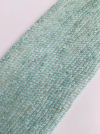 Natural Aquamarine Smooth Rondelle Briolette Beads 14 Inch Gemstone Strand