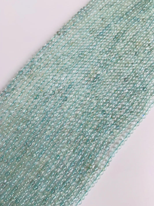 Natural Aquamarine Smooth Rondelle Briolette Beads 14 Inch Gemstone Strand