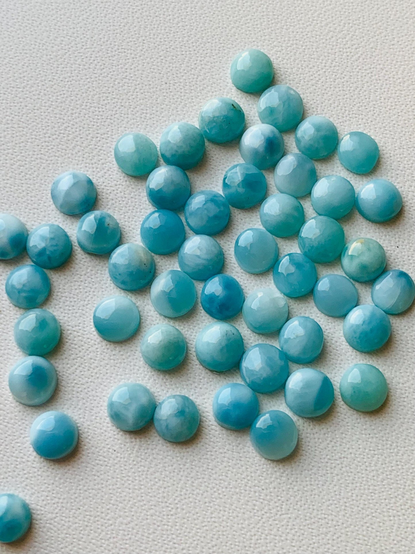 Natural Larimar Cabochons: Smooth Round Gemstone, Loose Stone - Jewelry Making gift for her