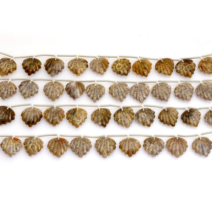 Natural Fossil Coral Fancy Slot Carved Briolette Beads – 10pcs 15x16mm for Pendant & Jewelry