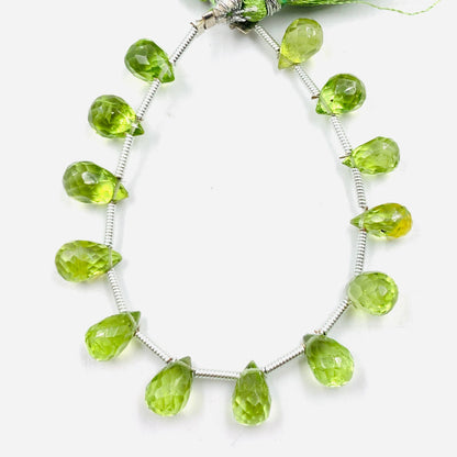 30 Pcs Natural Peridot Faceted Pear Briolette Beads | 5.5x8mm Gemstone Drops