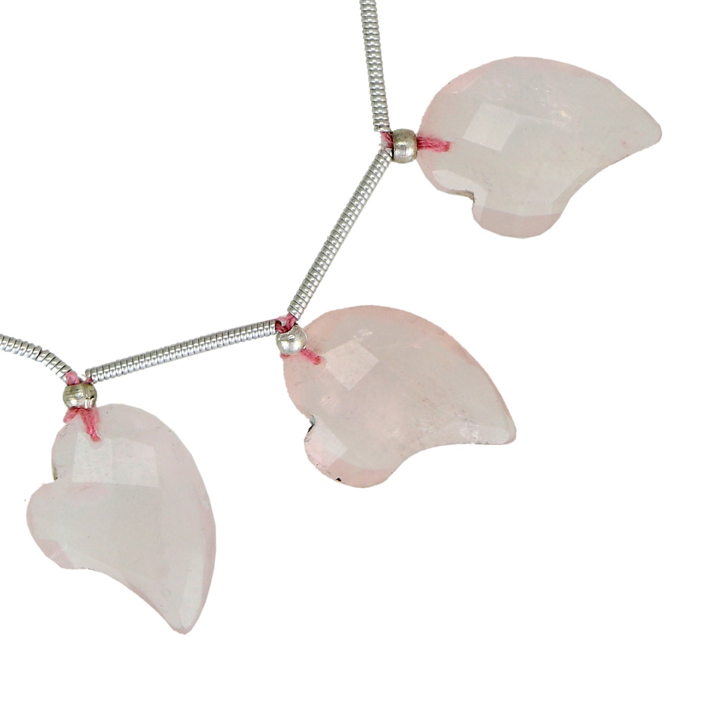 7 pcs Rose Quartz carved HEART Shape facetted Briolette | Wholesale Natural Gemstone Beads | Face Drill | High Quality | Jewelry Making