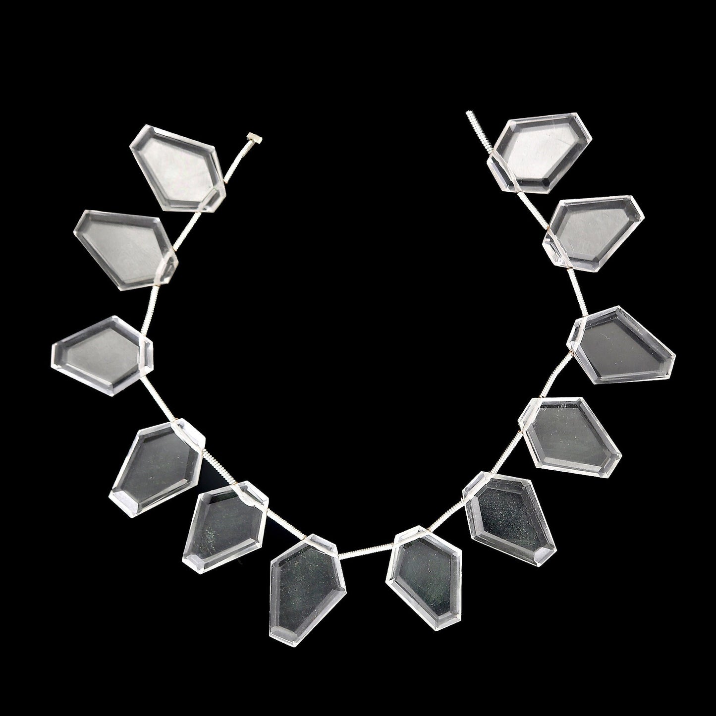 12 pcs Natural Clear Quartz Coffin shape Gemstone Briolette Side Drill Beads | Beads For Jewelry | Wholesale Gemstone beads BBI907
