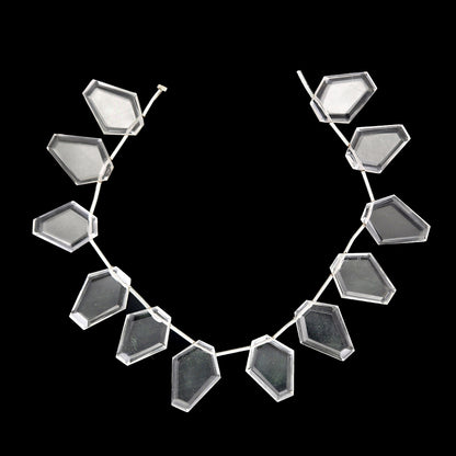 12 pcs Natural Clear Quartz Coffin shape Gemstone Briolette Side Drill Beads | Beads For Jewelry | Wholesale Gemstone beads BBI907