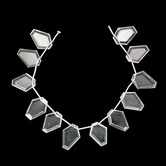 12 pcs Natural Clear Quartz Coffin shape Gemstone Briolette Side Drill Beads | Beads For Jewelry | Wholesale Gemstone beads BBI907